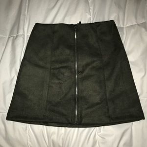 Green suede mini skirt